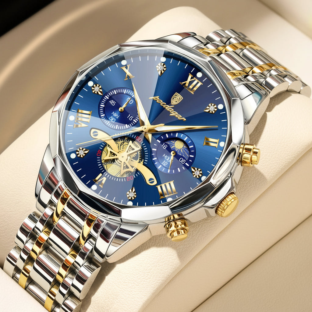 Premium Men's Chronograph Watch – Stainless Steel, Luminous, 3Bar Water‑Resistant