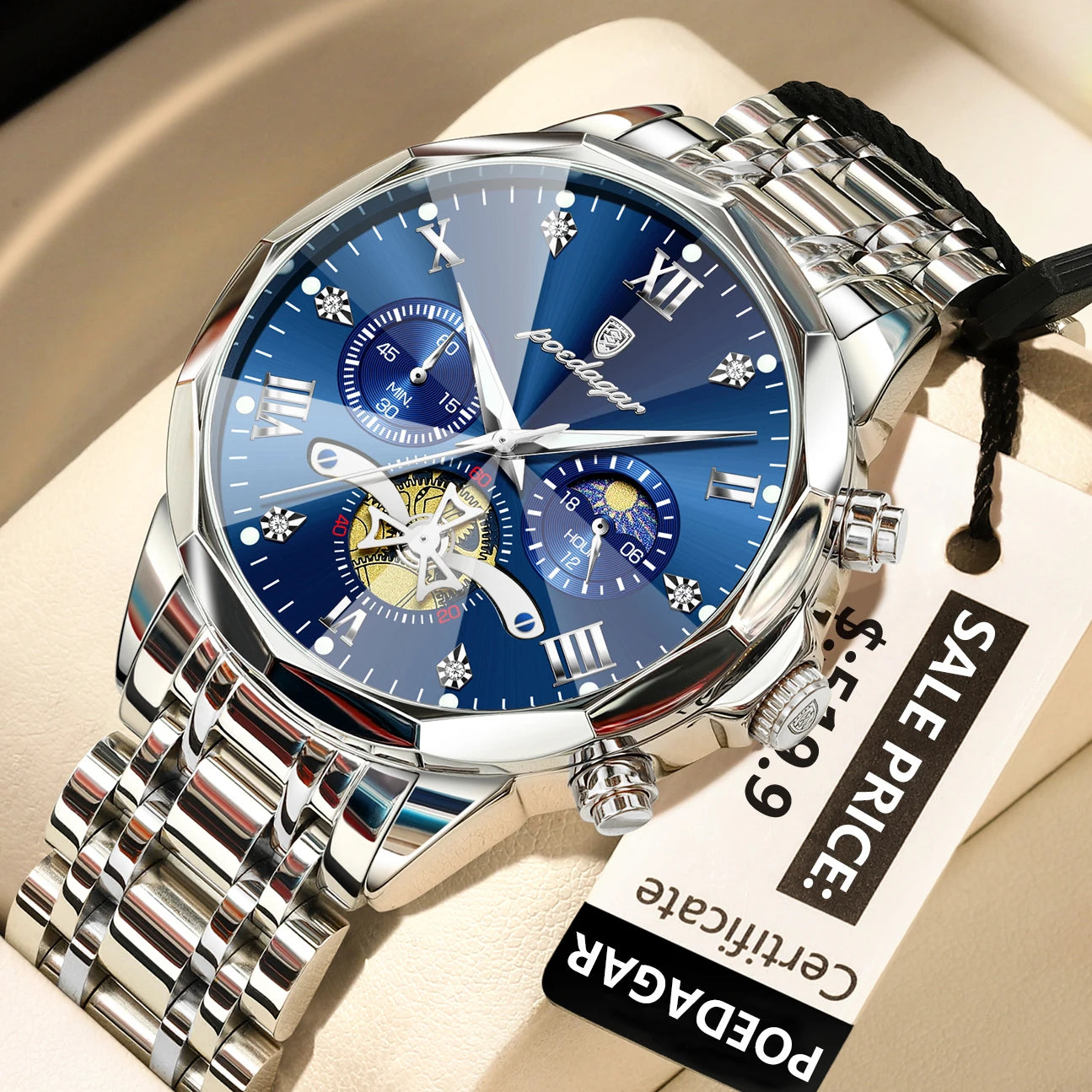 Premium Men's Chronograph Watch – Stainless Steel, Luminous, 3Bar Water‑Resistant