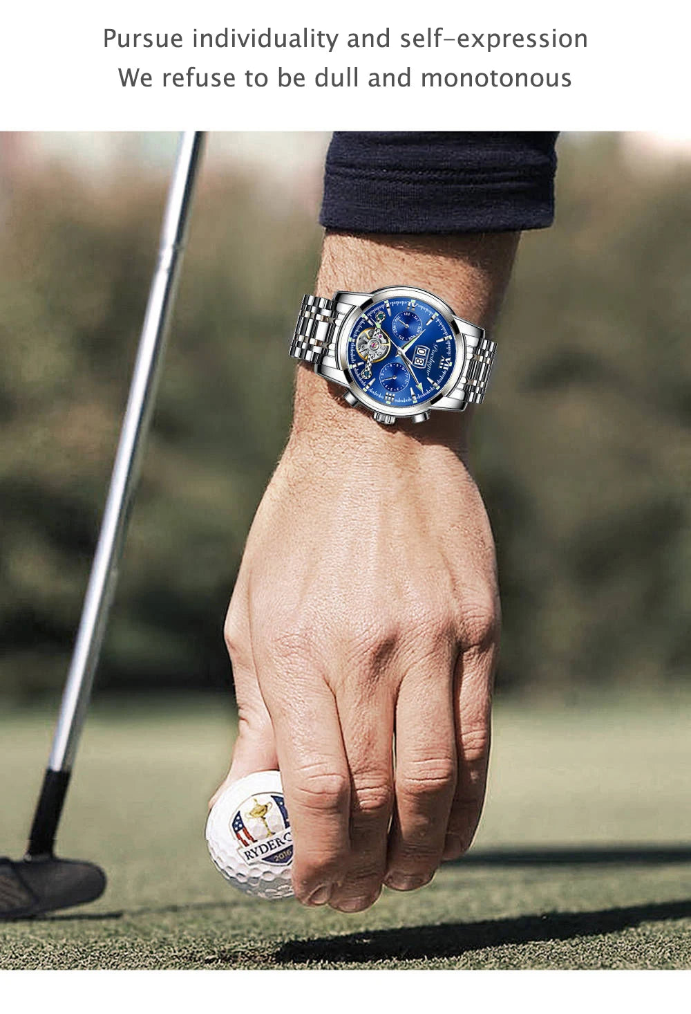 Automatic Tourbillon Style Watch – Chronograph & Full Calendar with Hidden Clasp Bracelet