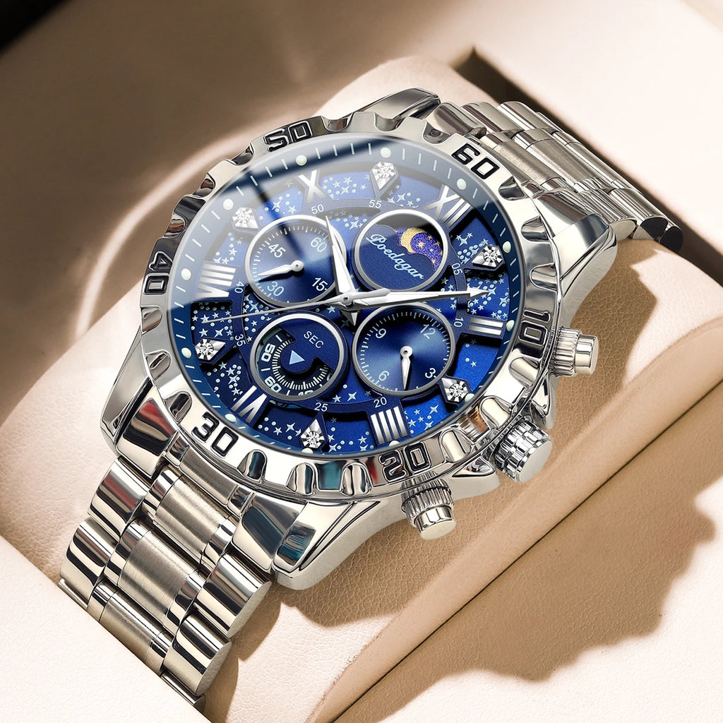 Chronograph Watch with Multiple Time Zone – Roman Numeral Dial & Sapphire Crystal