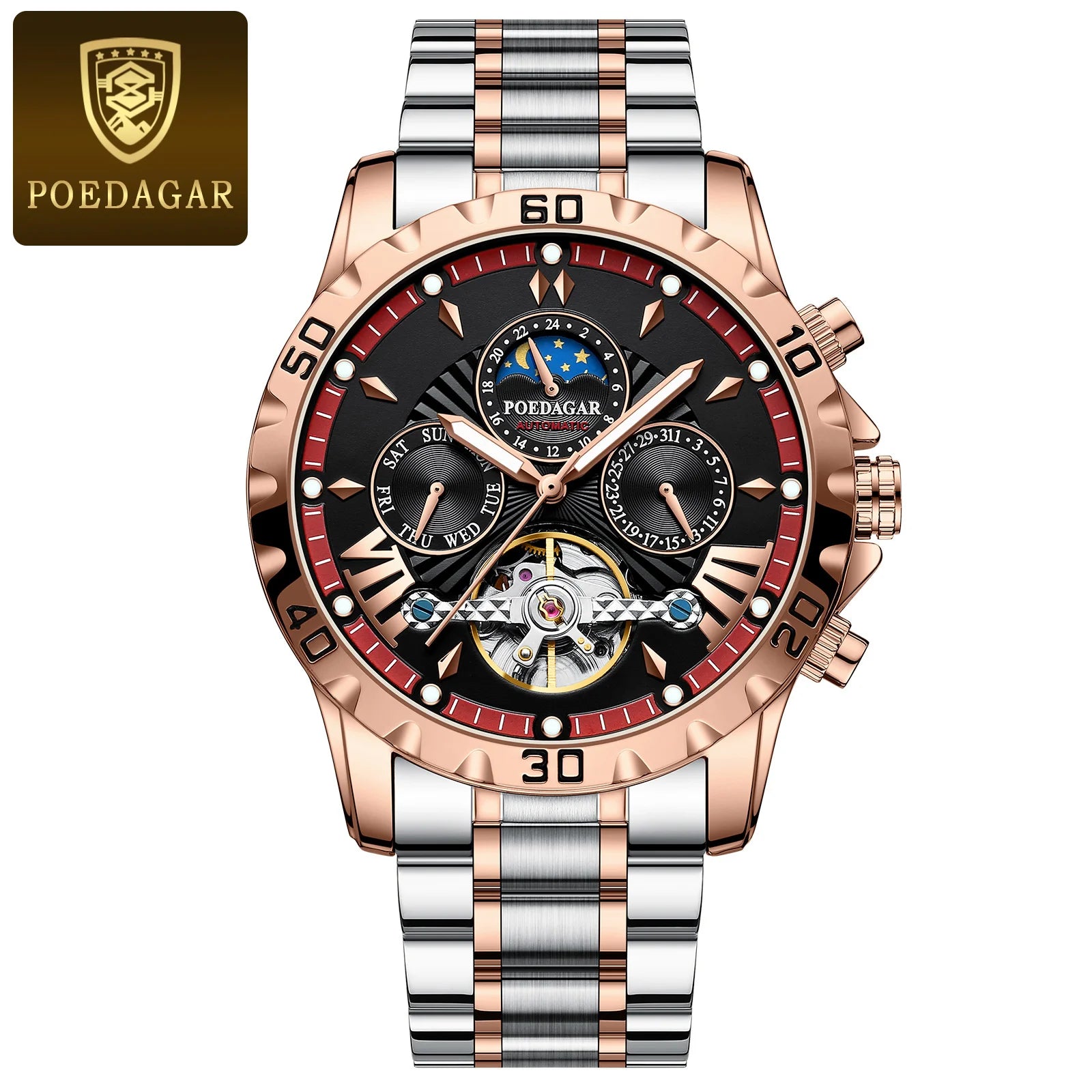Automatic Skeleton Watch – Tourbillon Style with Full Calendar & Sapphire Crystal