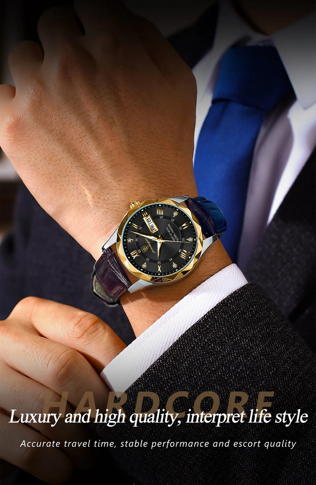 POEDAGAR Original Luxury Male Watch Waterproof Luminous Date Week Sports Men's Watches Classic Business Quartz Leather Men Watch
