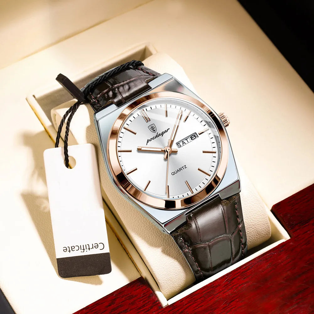 Minimalist Sport Watch – Full Calendar, Luminous Markers & Metal Strap