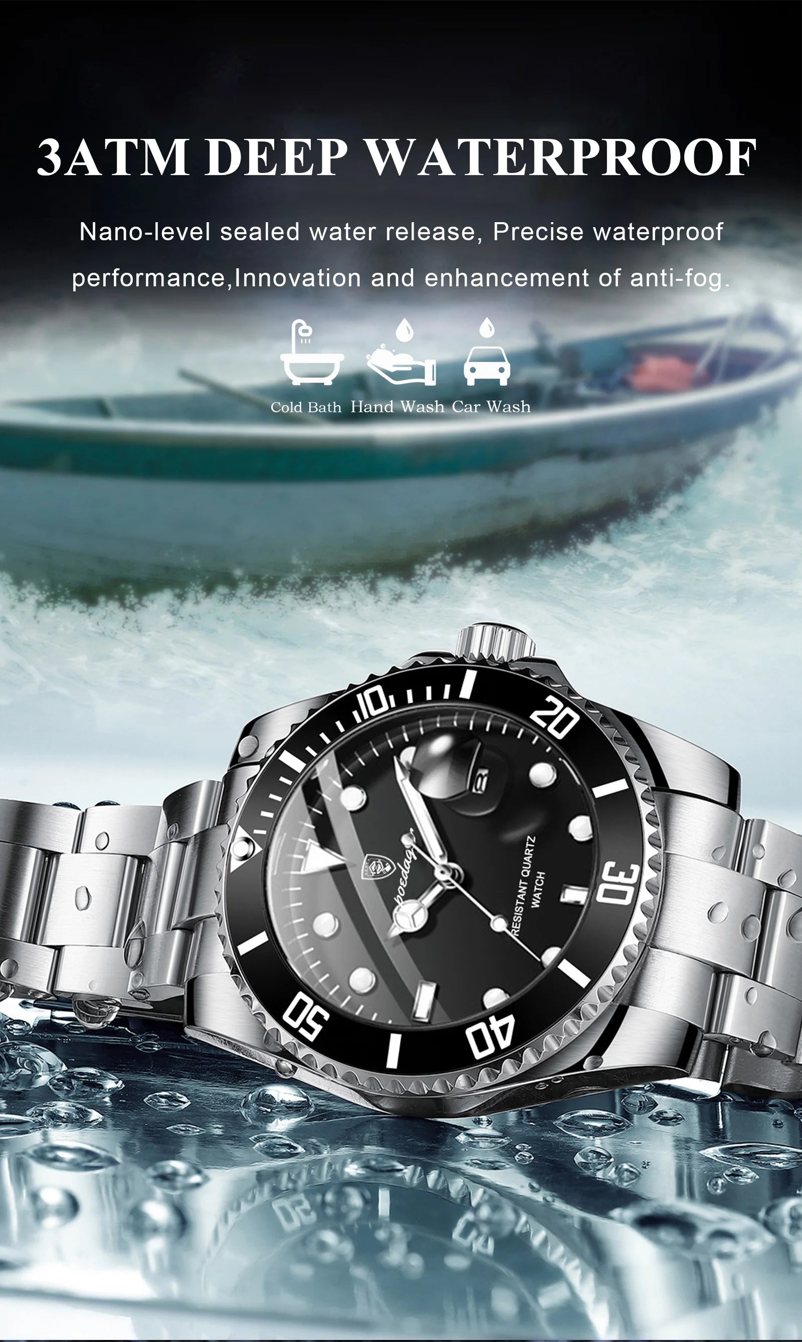 Full Calendar Business Watch – Luminous Dial with Stainless Steel Bracelet
