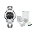 Square Stainless Steel Gift Set – Date Display with Luminous Dial & Hidden Clasp