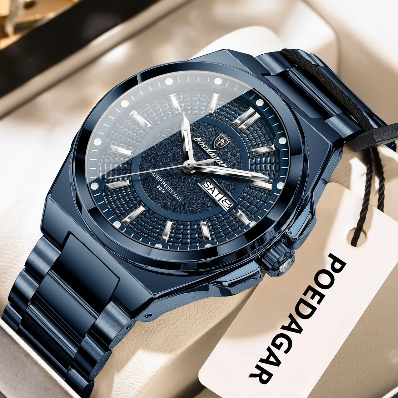 Premium Stainless Steel Chronograph – Day & Date, Luminous, Quartz