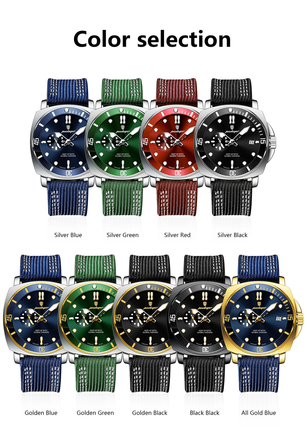 Nylon Strap Business Watch – Luminous Dial with Date & Hidden Clasp