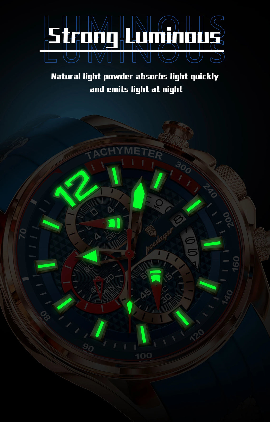 Chronograph Sport Watch – Large Arabic Dial with Silicone Strap & Full Calendar