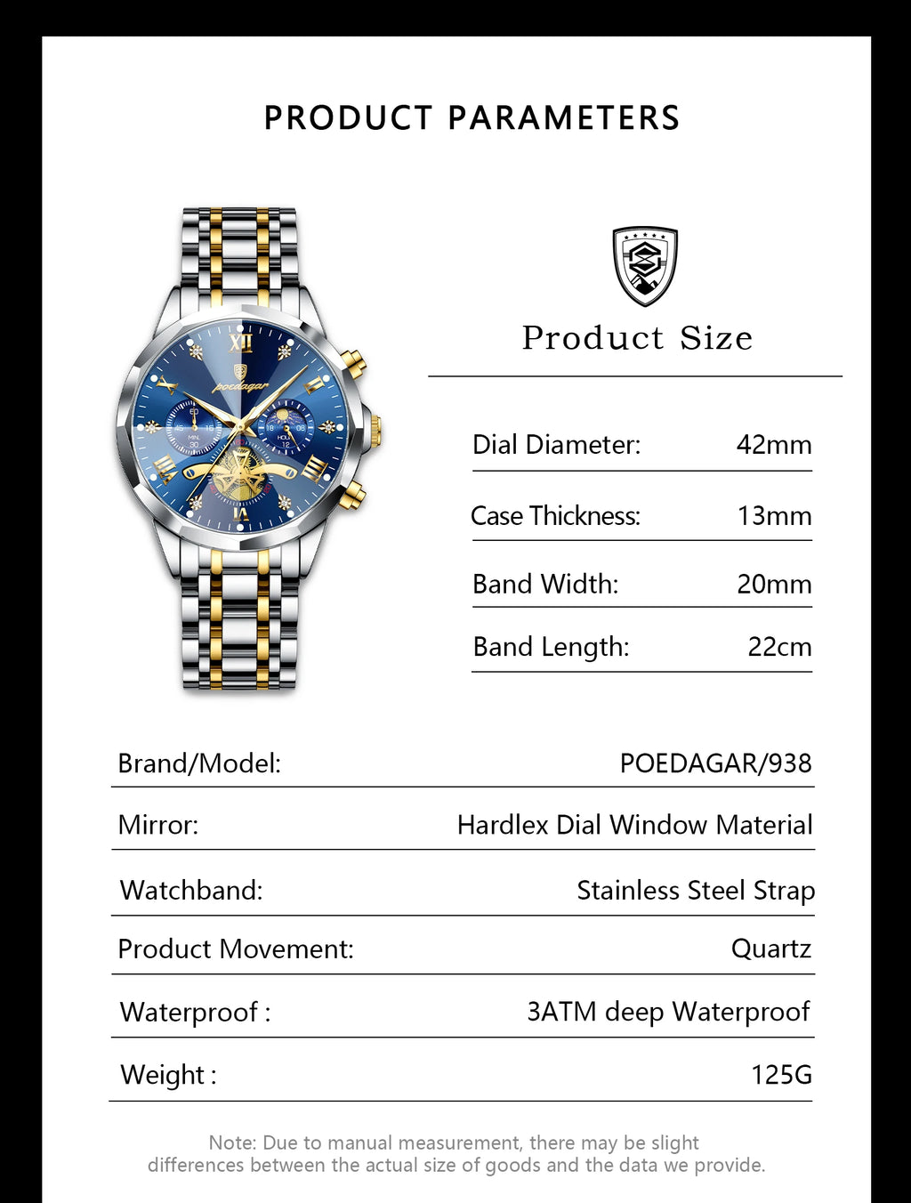 Premium Men's Chronograph Watch – Stainless Steel, Luminous, 3Bar Water‑Resistant