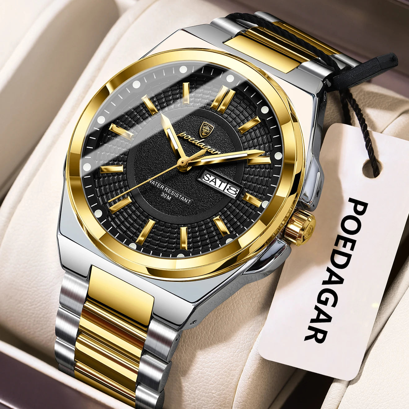 Premium Stainless Steel Chronograph – Day & Date, Luminous, Quartz