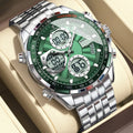 Dual Time Chronograph Watch – Analog-Digital Display with LED & Full Calendar