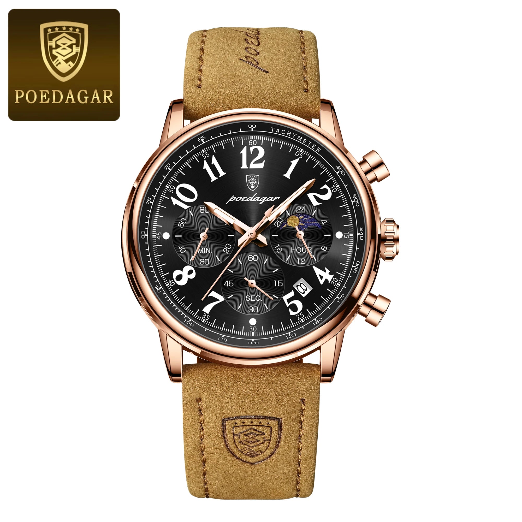 Classic Chronograph Watch – Luminous Arabic Dial with Nylon Strap