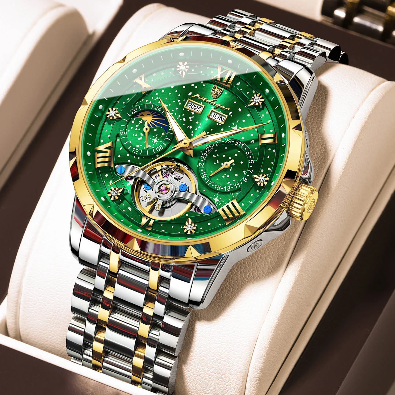 Automatic Skeleton Watch – Roman Numeral Dial with Tourbillon Style