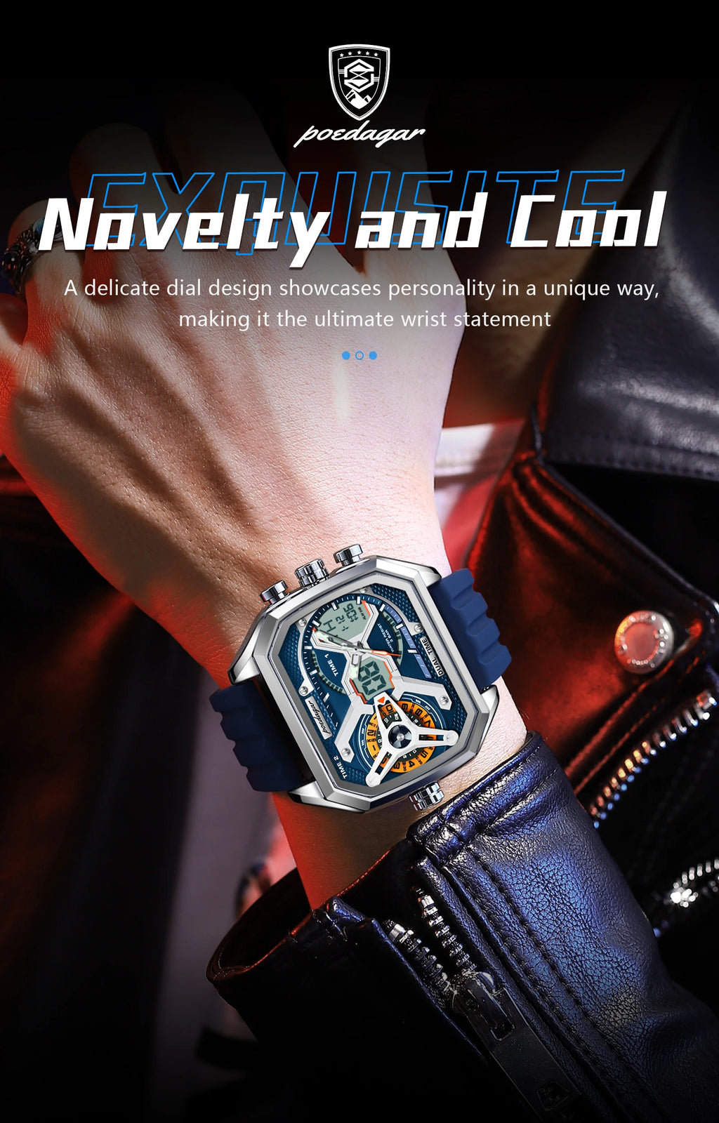 LED Analog-Digital Chronograph Watch – Dual Time & Alarm with Silicone Strap
