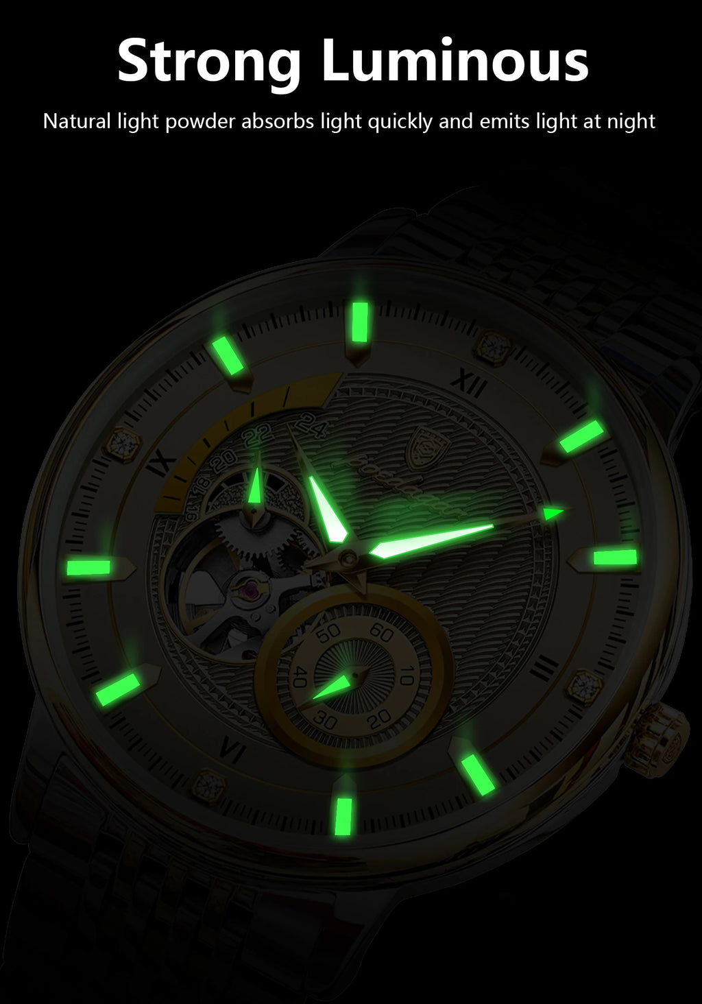 Automatic Skeleton Watch – Luminous Tourbillon Style with Sapphire Crystal