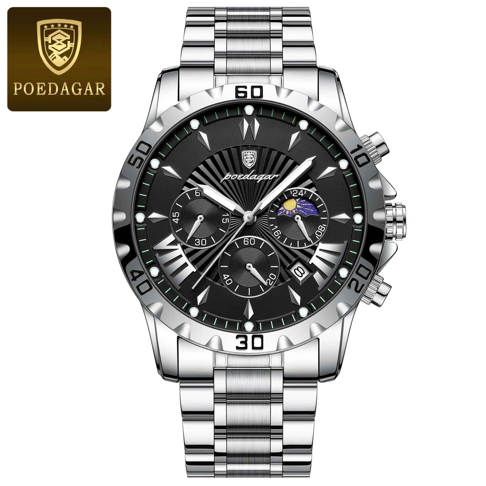 Luxury Chronograph Watch – Sapphire Crystal with Numberless Dial & Hidden Clasp