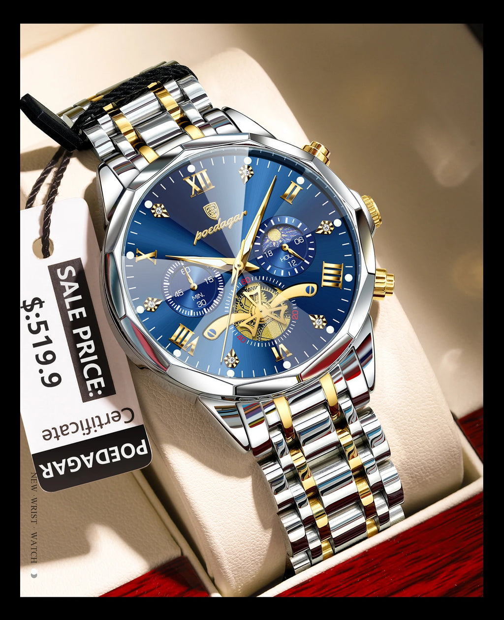 Premium Men's Chronograph Watch – Stainless Steel, Luminous, 3Bar Water‑Resistant