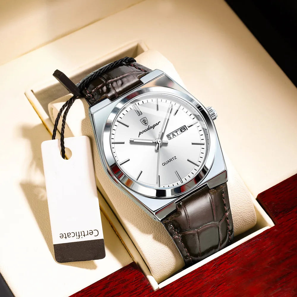 Minimalist Sport Watch – Full Calendar, Luminous Markers & Metal Strap