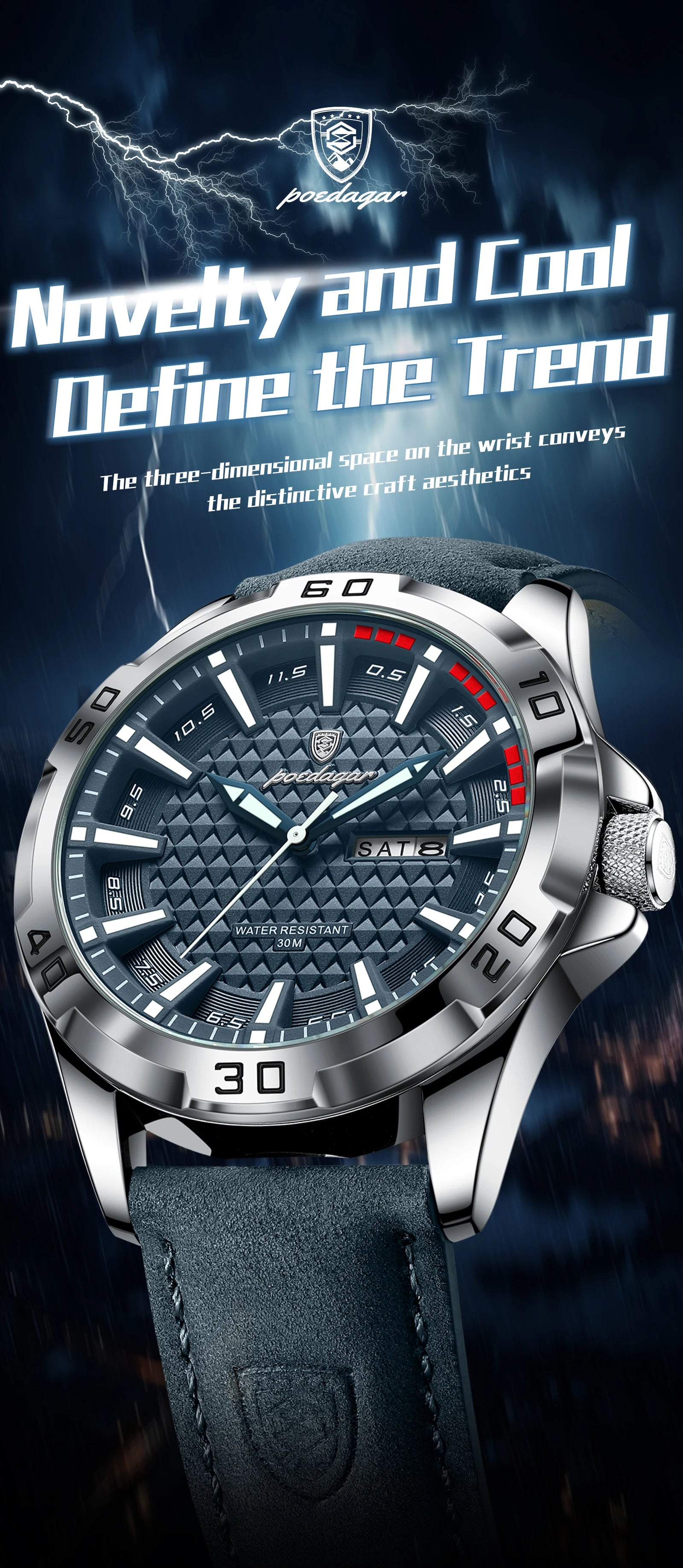 Large Arabic Dial Watch – Full Calendar with Leather Strap