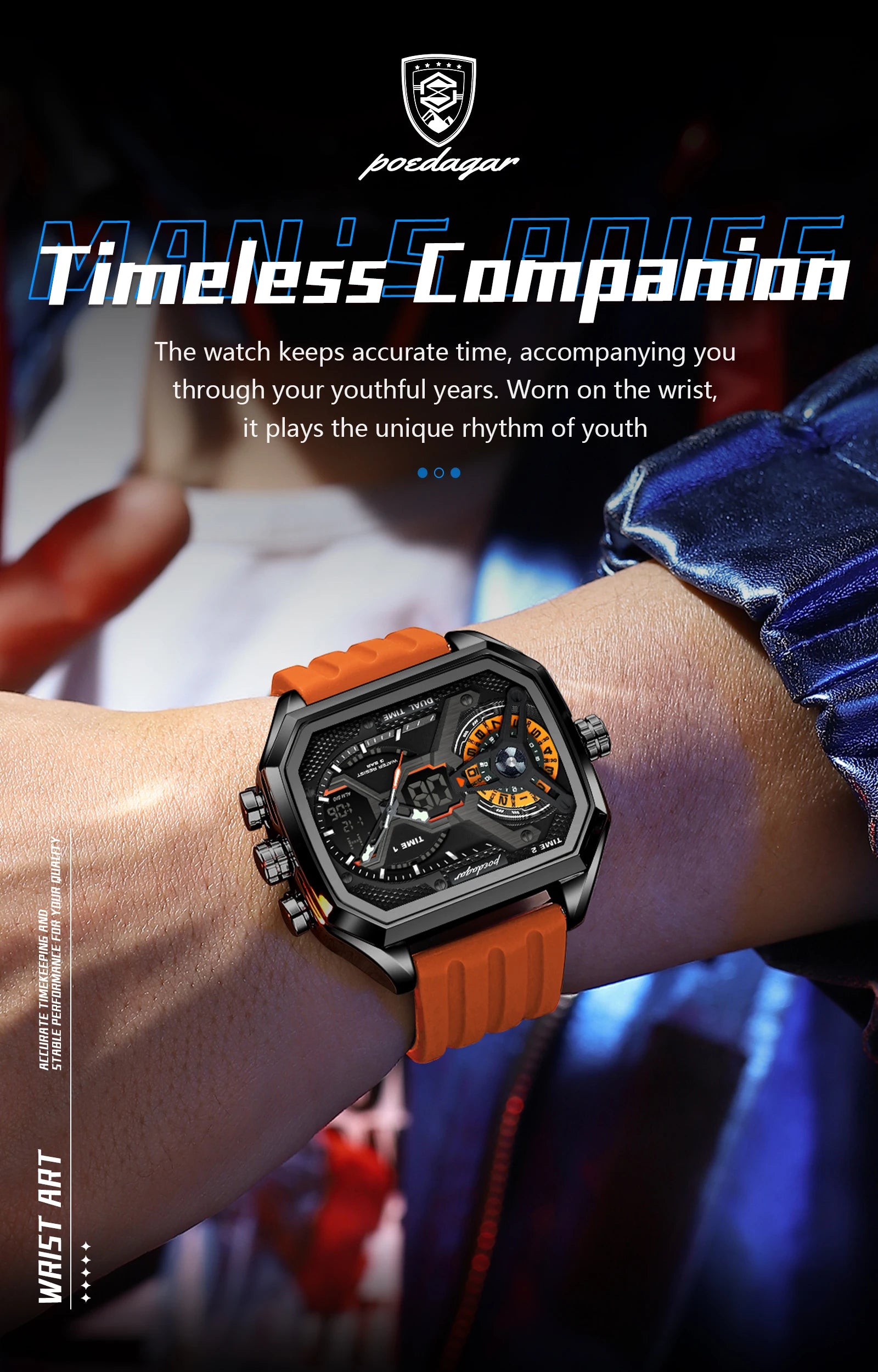 LED Chronograph Sport Watch – Dual Time & Alarm with Silicone Strap