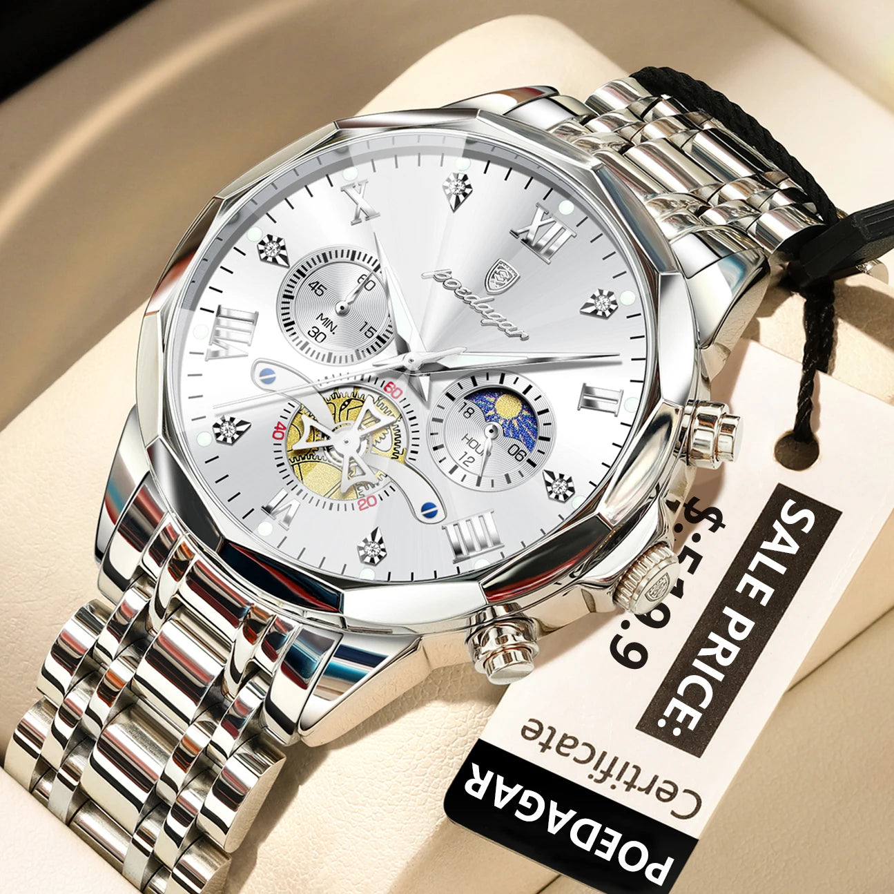 Premium Men's Chronograph Watch – Stainless Steel, Luminous, 3Bar Water‑Resistant