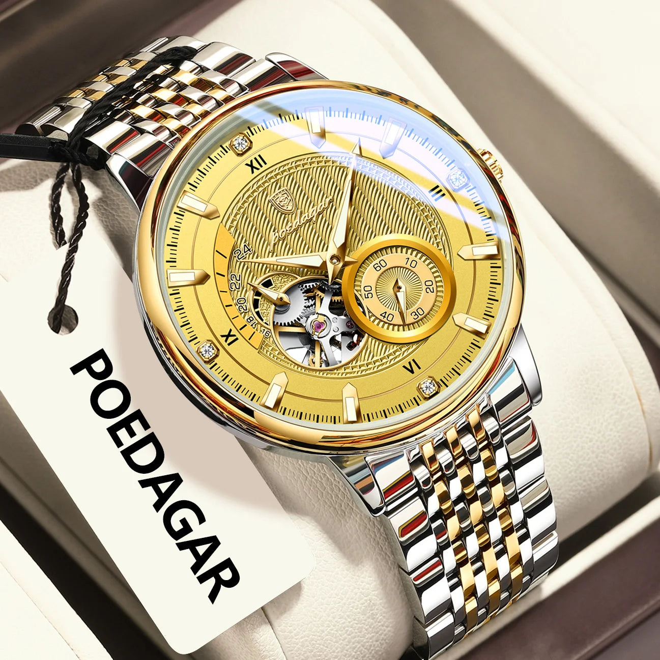 Automatic Skeleton Watch – Luminous Tourbillon Style with Sapphire Crystal