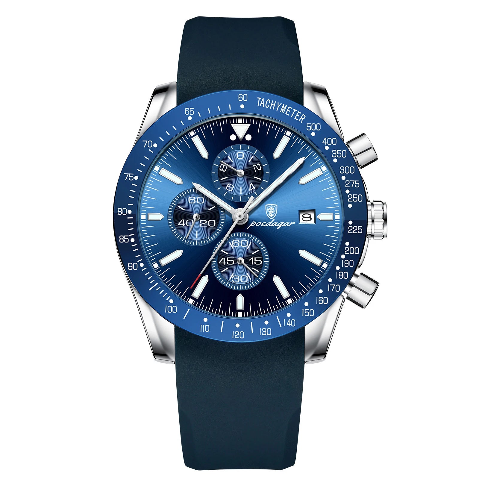 Dress Chronograph Watch – Luminous Dial with Safety Clasp Bracelet
