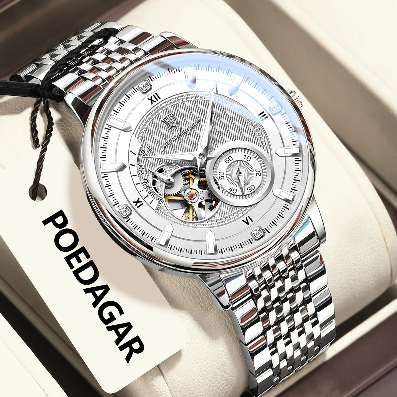 Automatic Skeleton Watch – Luminous Tourbillon Style with Sapphire Crystal