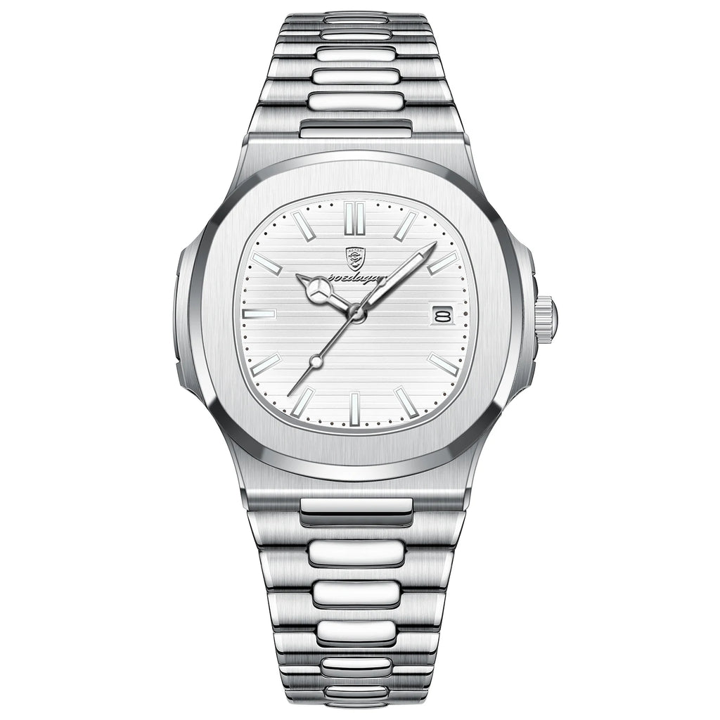 Square Business Watch – Luminous Numberless Dial with Hidden Clasp