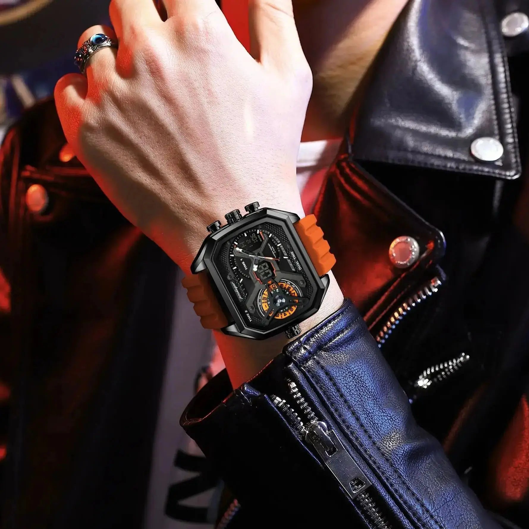 LED Chronograph Sport Watch – Dual Time & Alarm with Silicone Strap