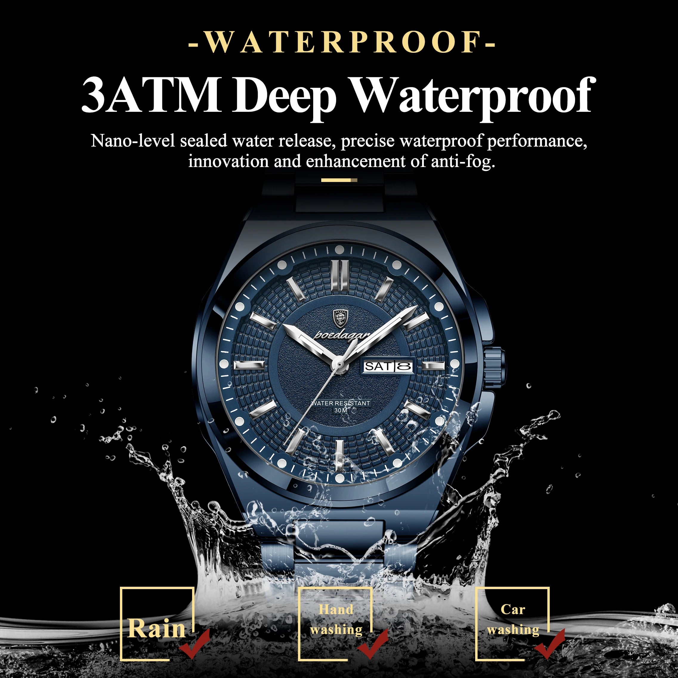 Premium Stainless Steel Chronograph – Day & Date, Luminous, Quartz