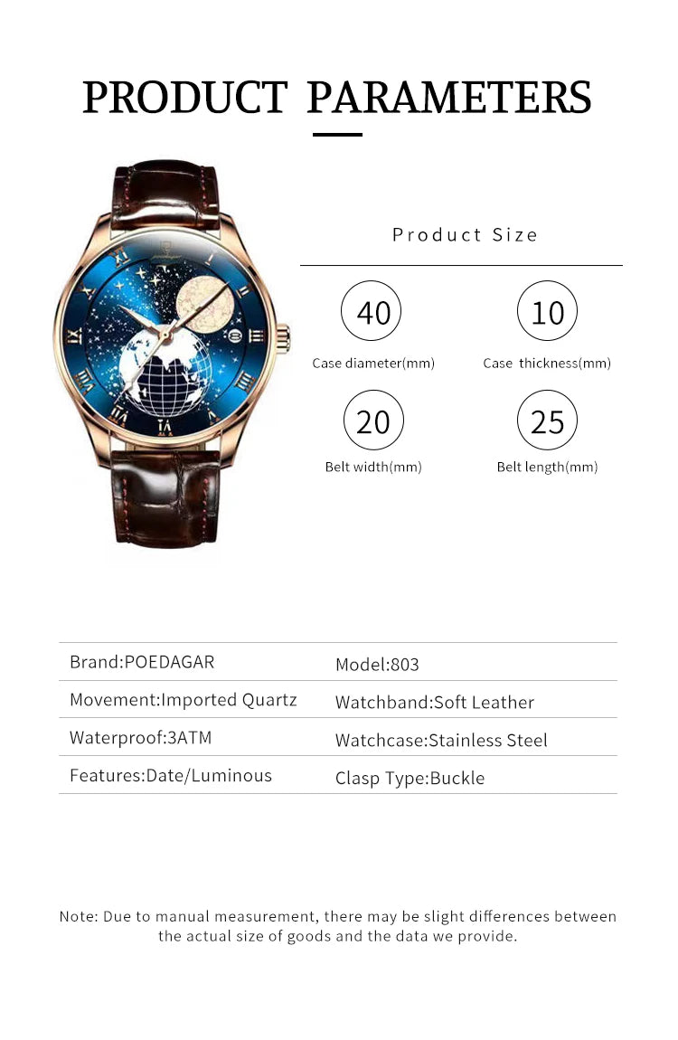 Roman Numeral Full Calendar Watch – Stainless Steel Bracelet with Stopwatch
