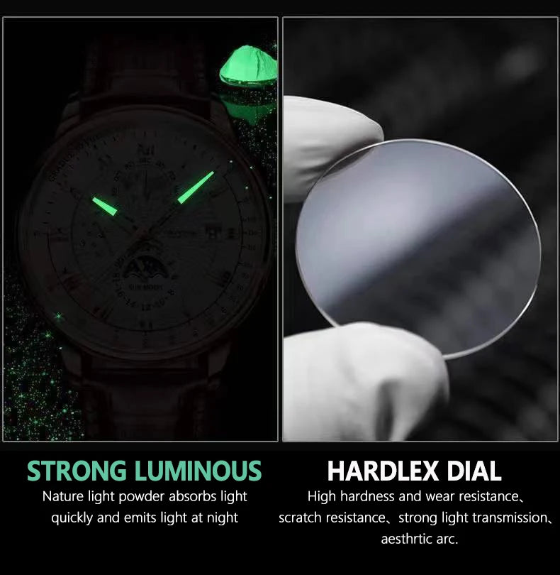 Roman Numeral Full Calendar Watch – Stainless Steel Bracelet with Stopwatch