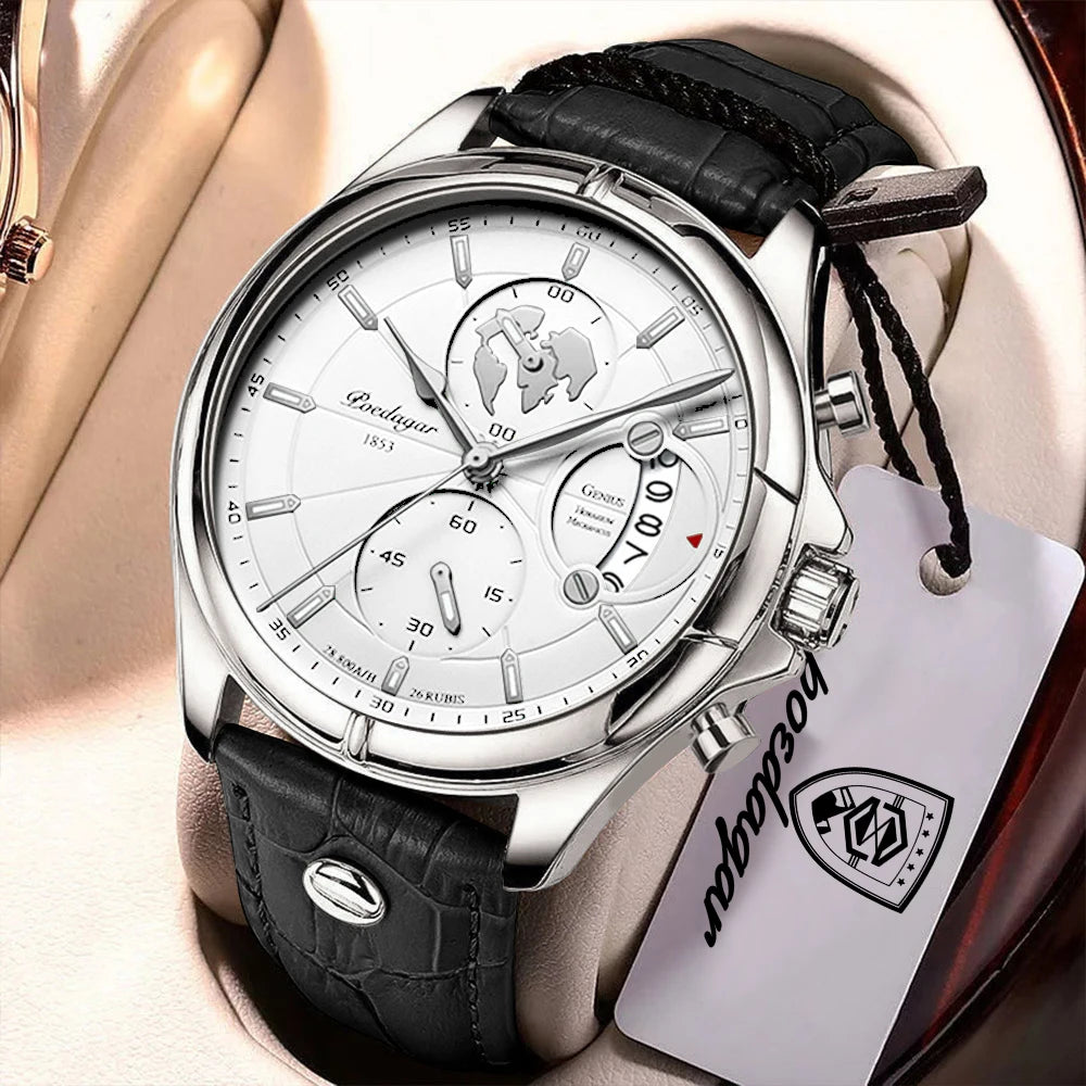 Chronograph Date Watch – Leather Strap with Numberless Dial