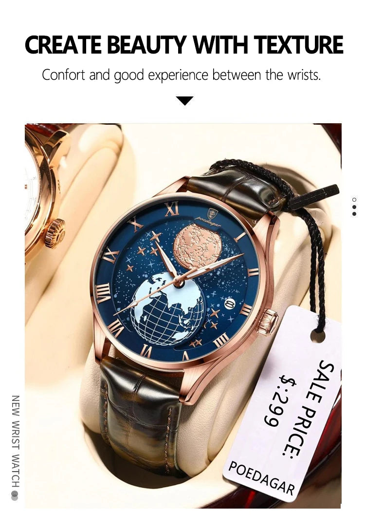Roman Numeral Full Calendar Watch – Stainless Steel Bracelet with Stopwatch