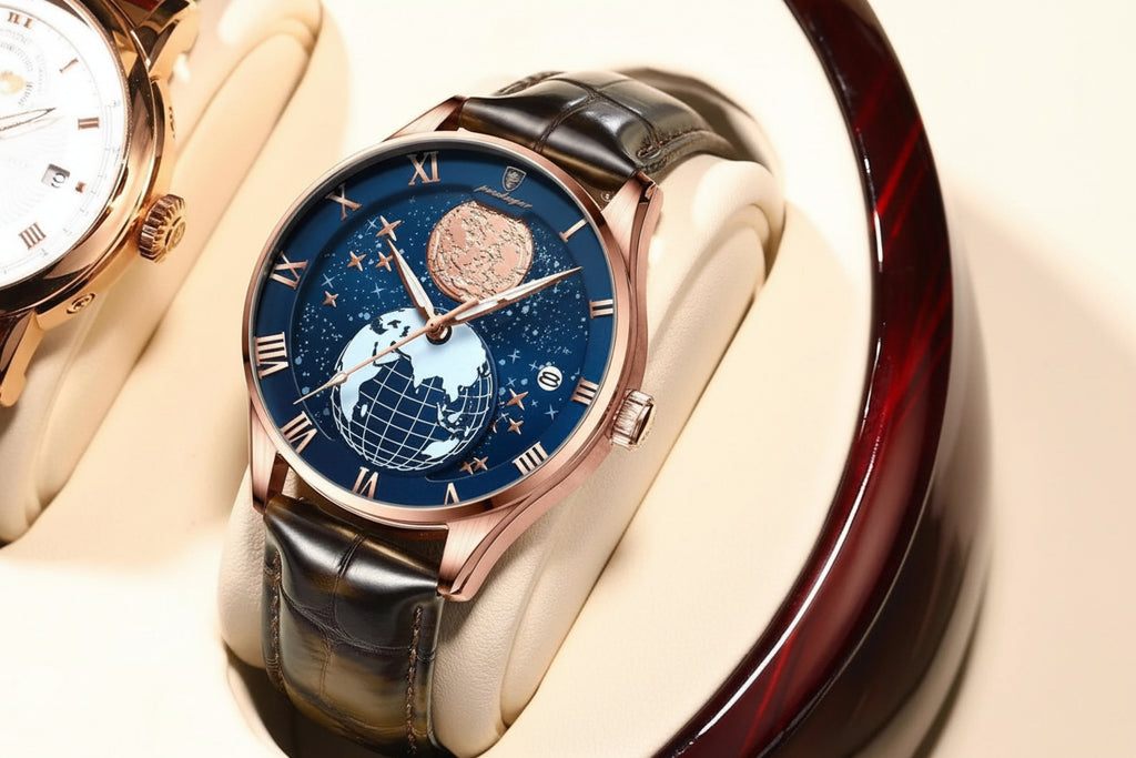 Roman Numeral Full Calendar Watch – Stainless Steel Bracelet with Stopwatch
