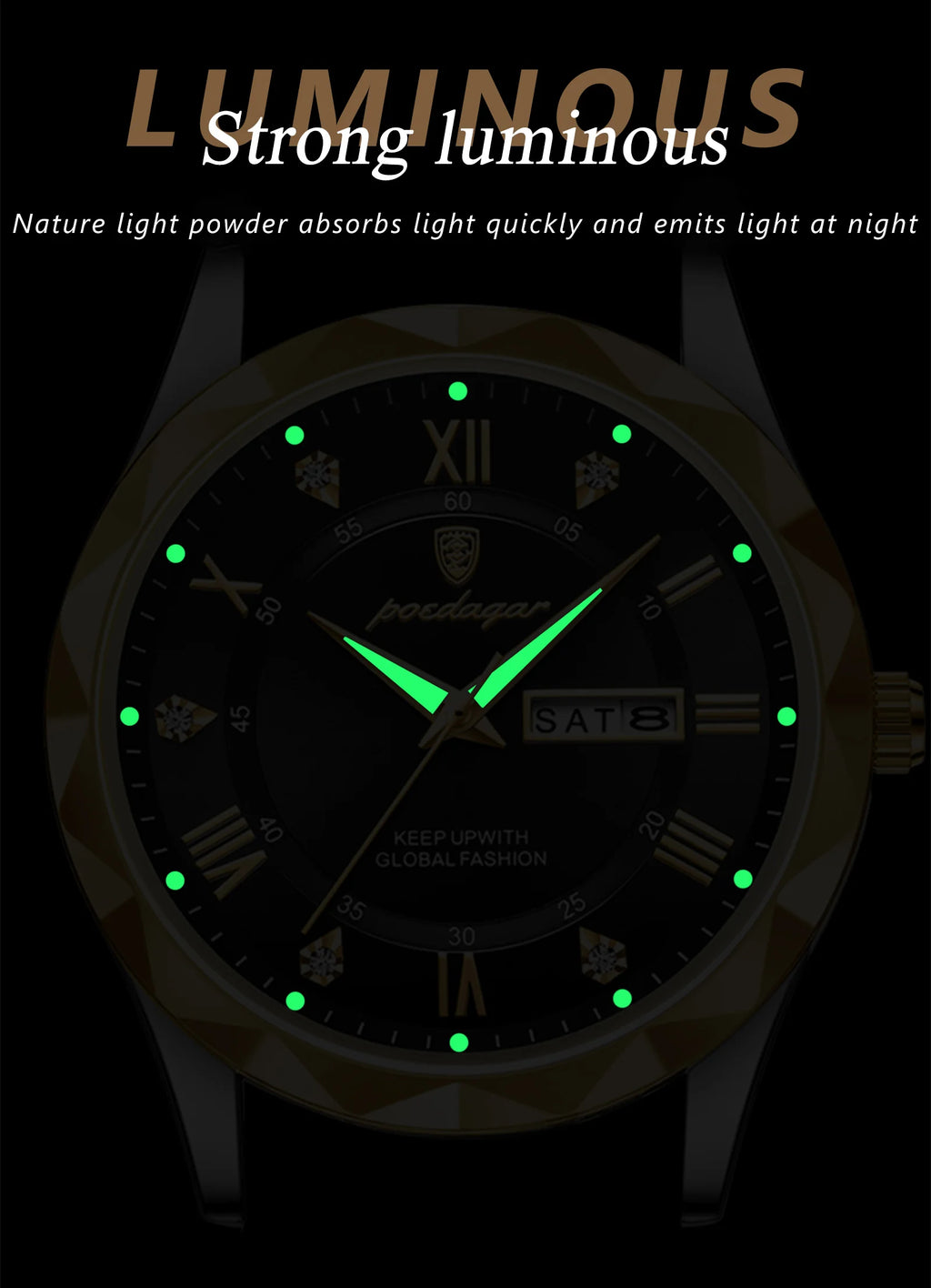 POEDAGAR Original Luxury Male Watch Waterproof Luminous Date Week Sports Men's Watches Classic Business Quartz Leather Men Watch