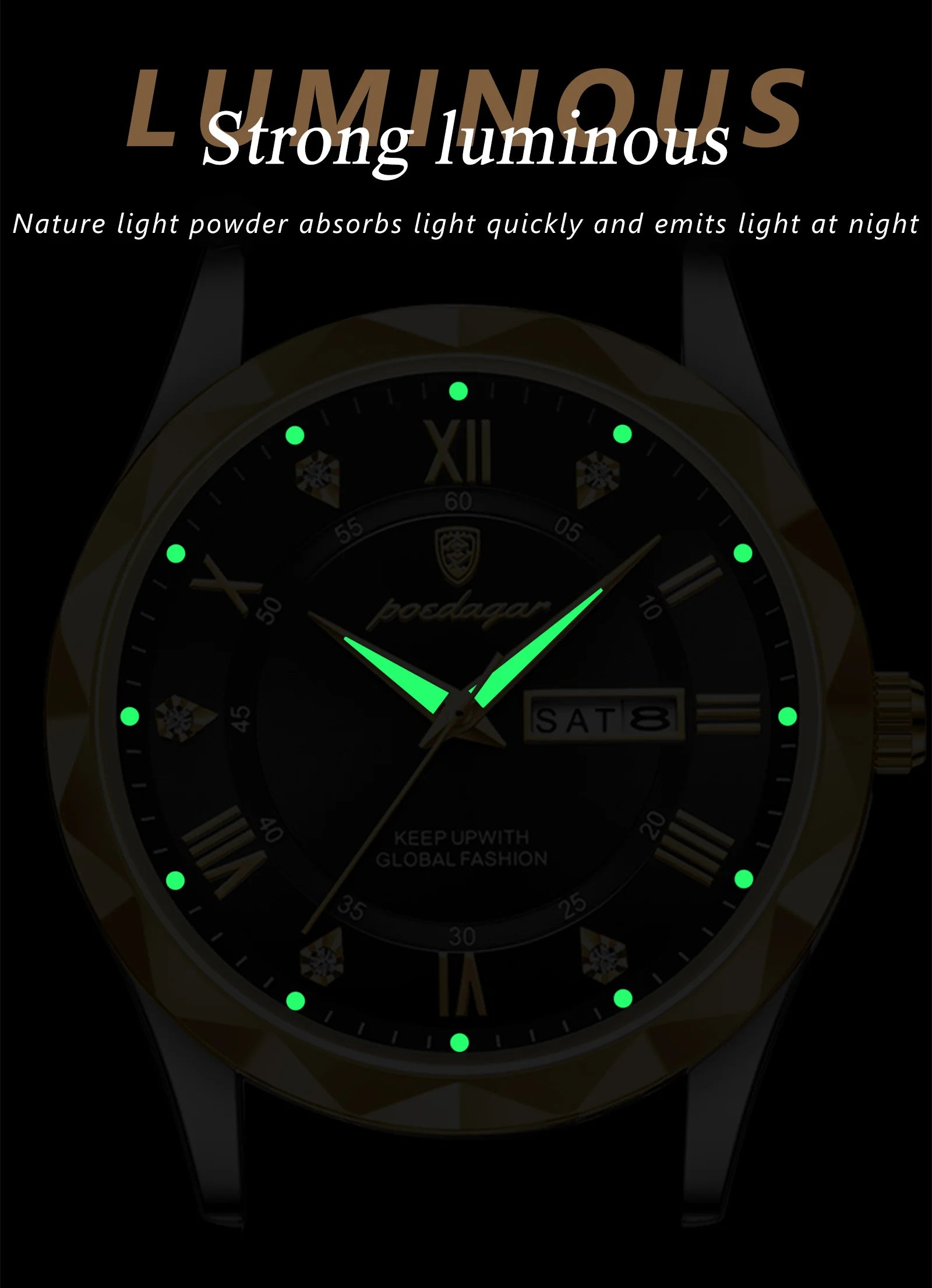 POEDAGAR Original Luxury Male Watch Waterproof Luminous Date Week Sports Men's Watches Classic Business Quartz Leather Men Watch