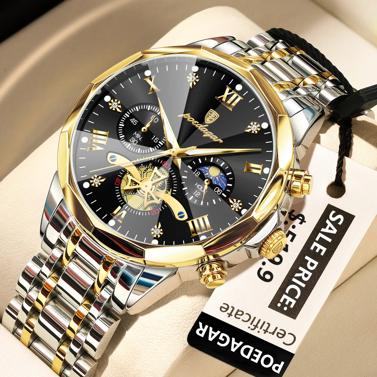 Premium Men's Chronograph Watch – Stainless Steel, Luminous, 3Bar Water‑Resistant