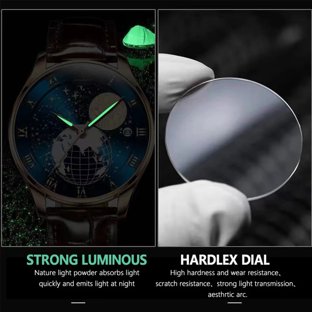 Roman Numeral Full Calendar Watch – Stainless Steel Bracelet with Stopwatch