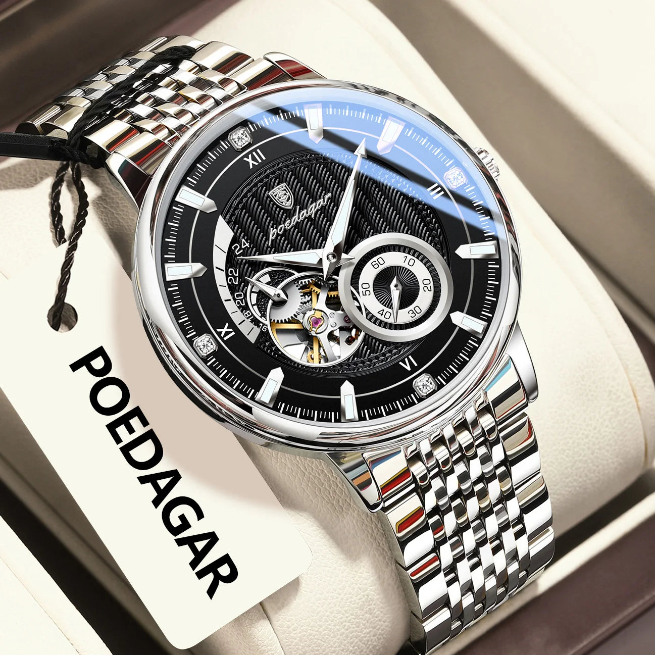 Automatic Skeleton Watch – Luminous Tourbillon Style with Sapphire Crystal