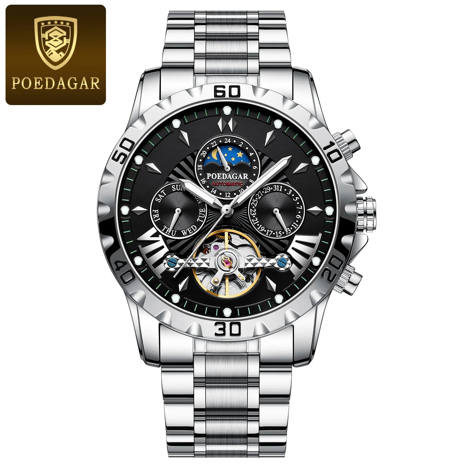 Automatic Skeleton Watch – Tourbillon Style with Full Calendar & Sapphire Crystal