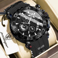 Large Chronograph Sport Watch – Full Calendar with Silicone Strap & Luminous Dial