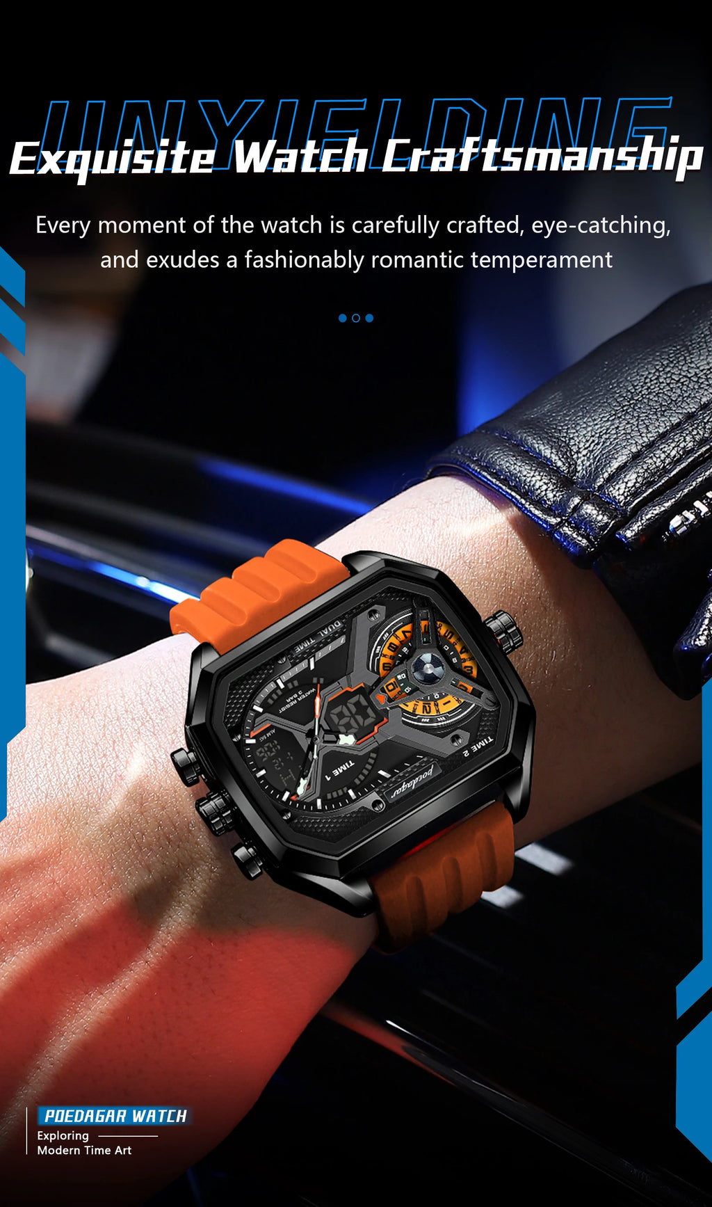 LED Chronograph Sport Watch – Dual Time & Alarm with Silicone Strap