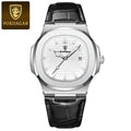 Square Leather Watch – Luminous Dial with Date & Classic Buckle