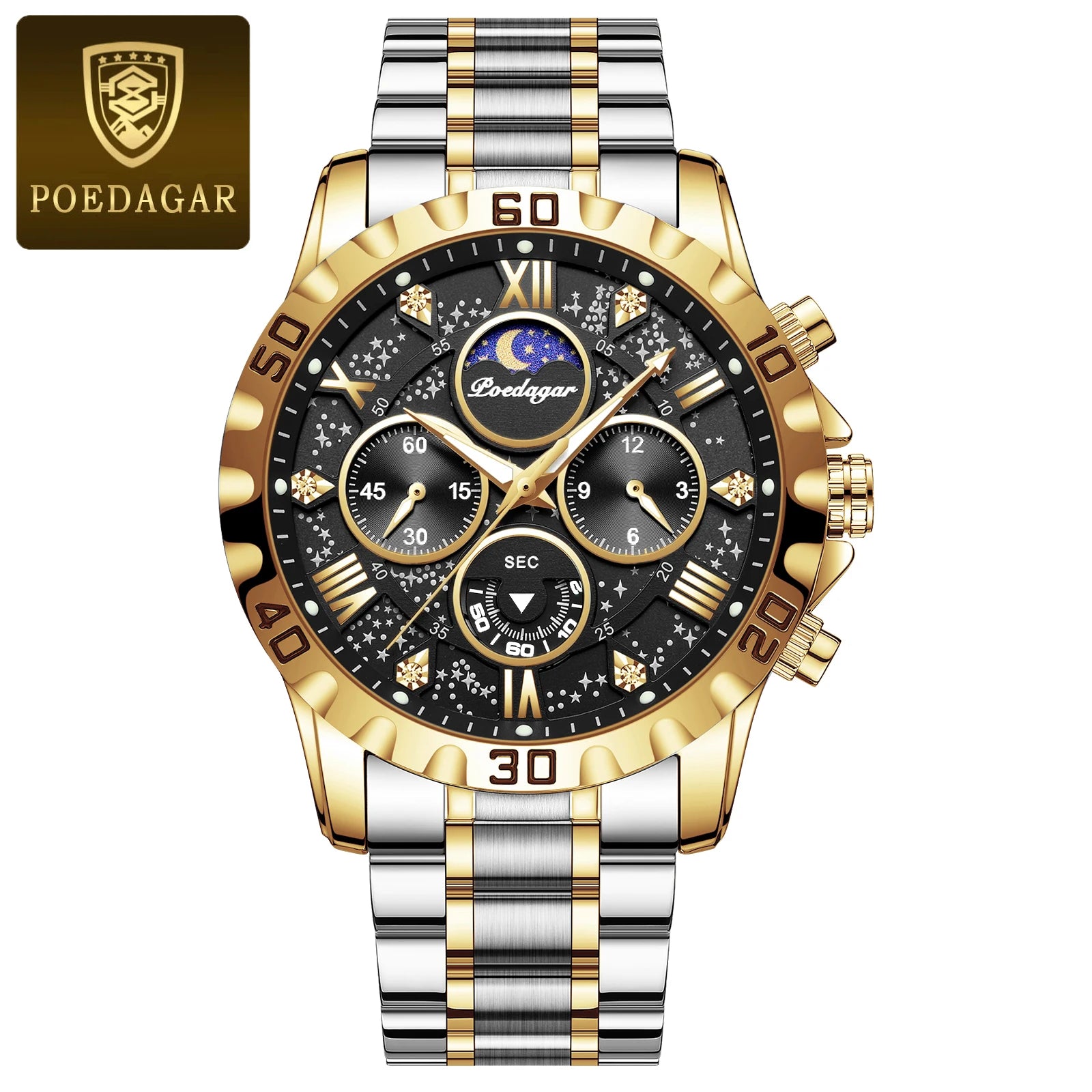 Chronograph Watch with Multiple Time Zone – Roman Numeral Dial & Sapphire Crystal