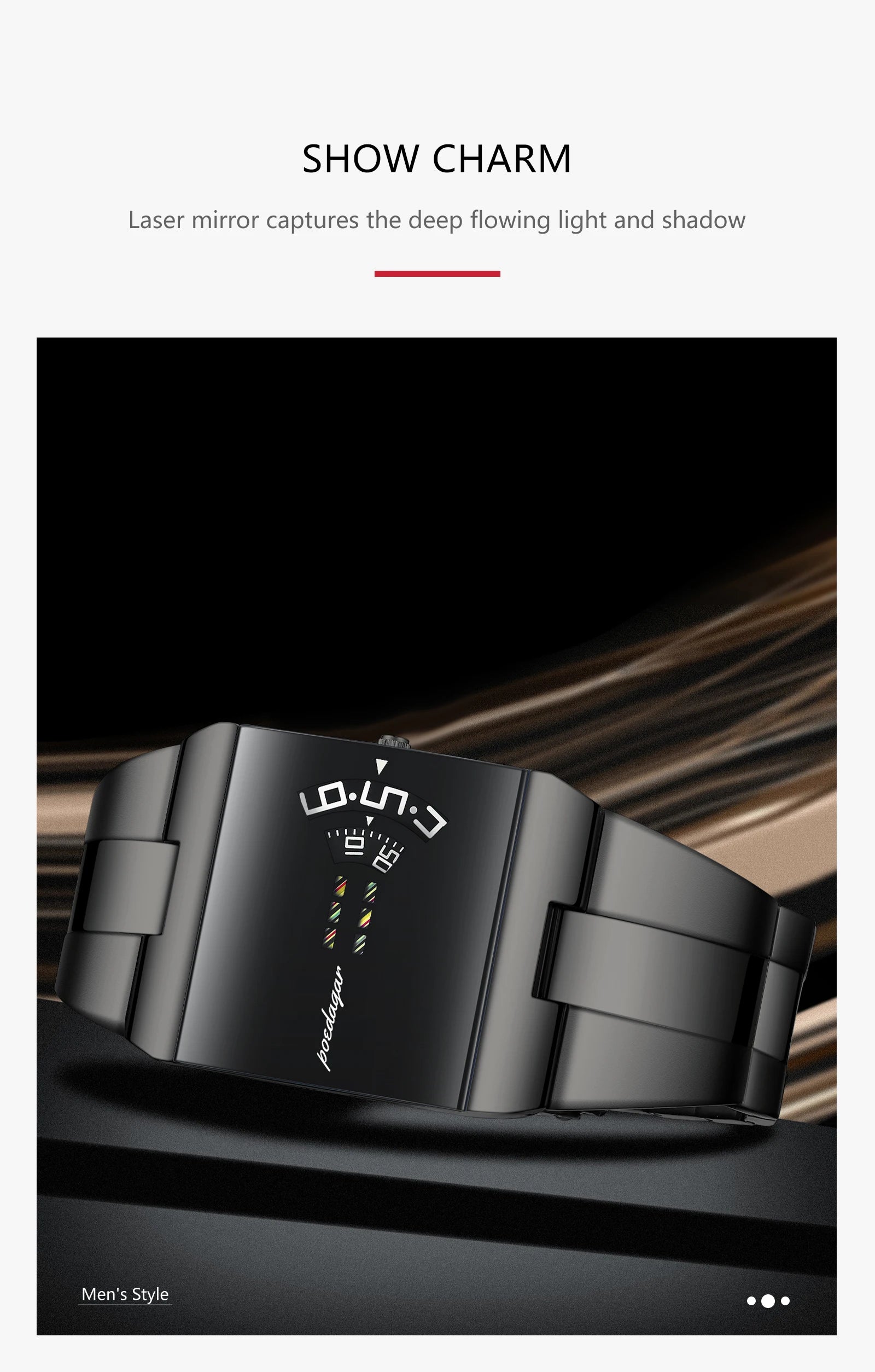 Rectangle Stainless Steel Watch – Arabic Dial with Sport Style