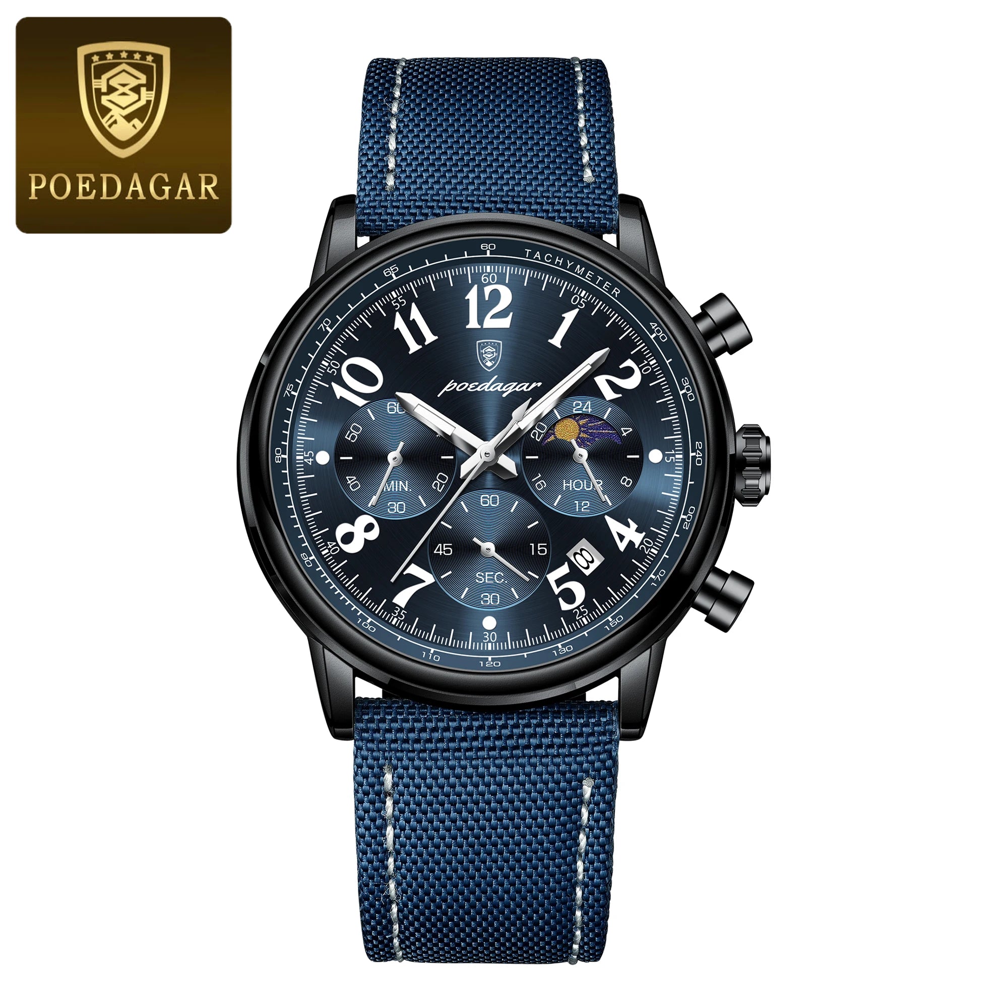 Classic Chronograph Watch – Luminous Arabic Dial with Nylon Strap