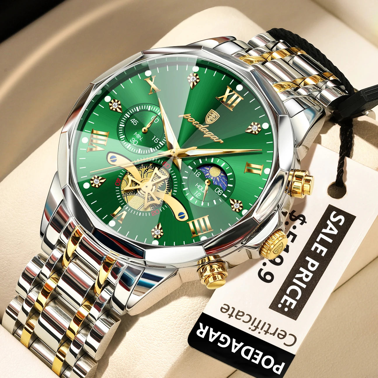 Premium Men's Chronograph Watch – Stainless Steel, Luminous, 3Bar Water‑Resistant