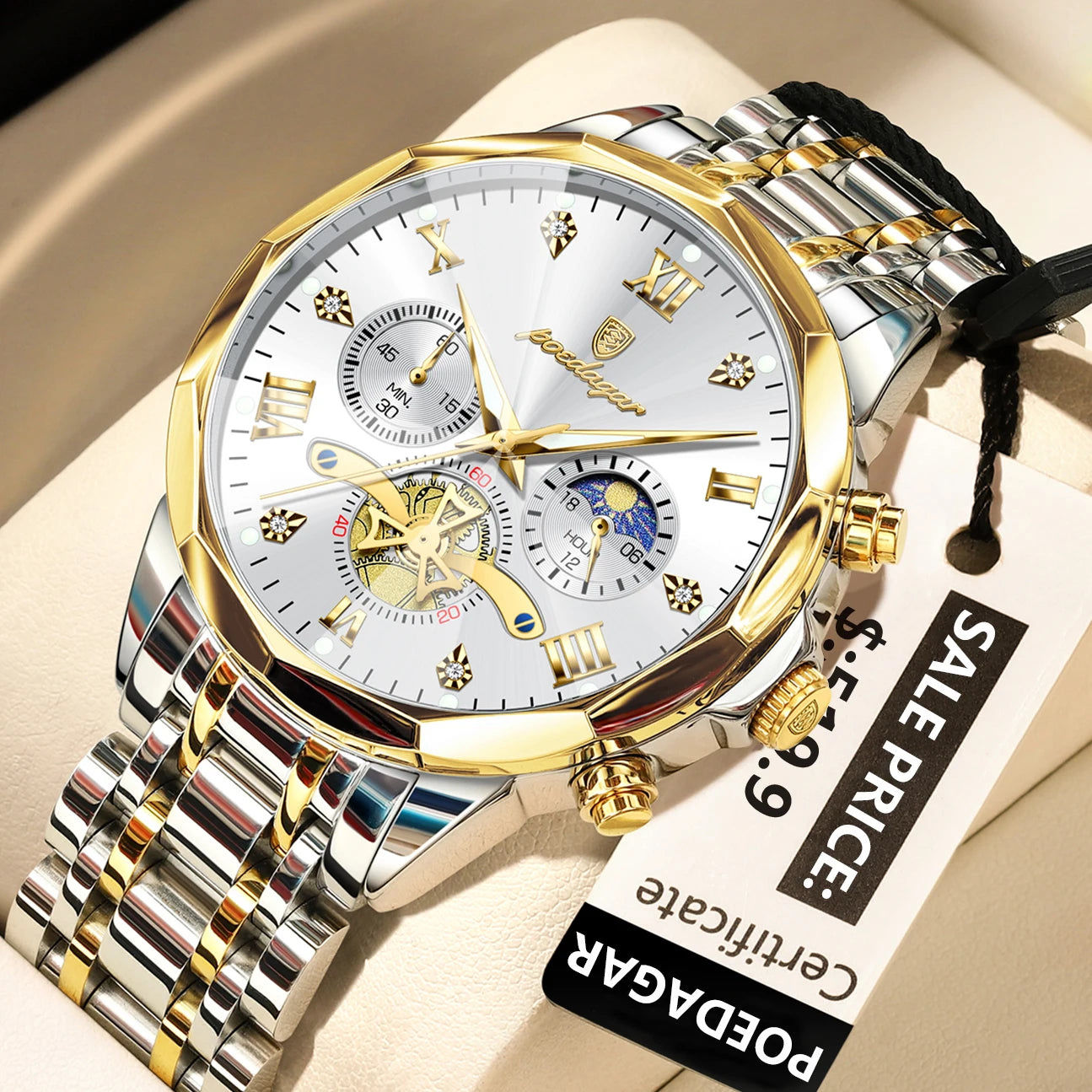 Premium Men's Chronograph Watch – Stainless Steel, Luminous, 3Bar Water‑Resistant